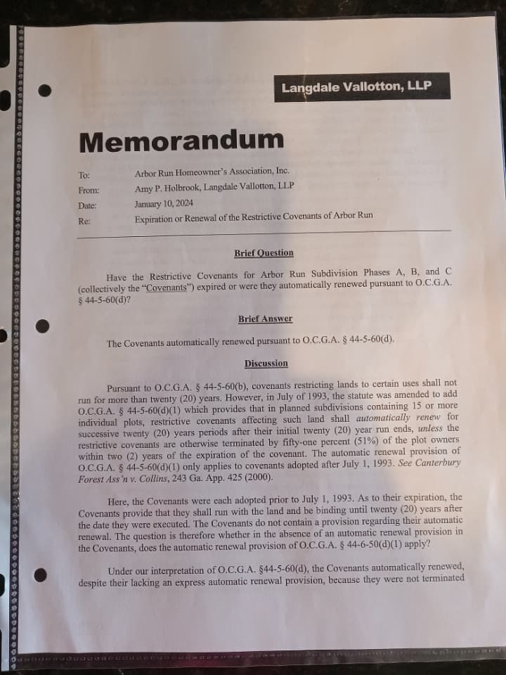 HOA Memorando